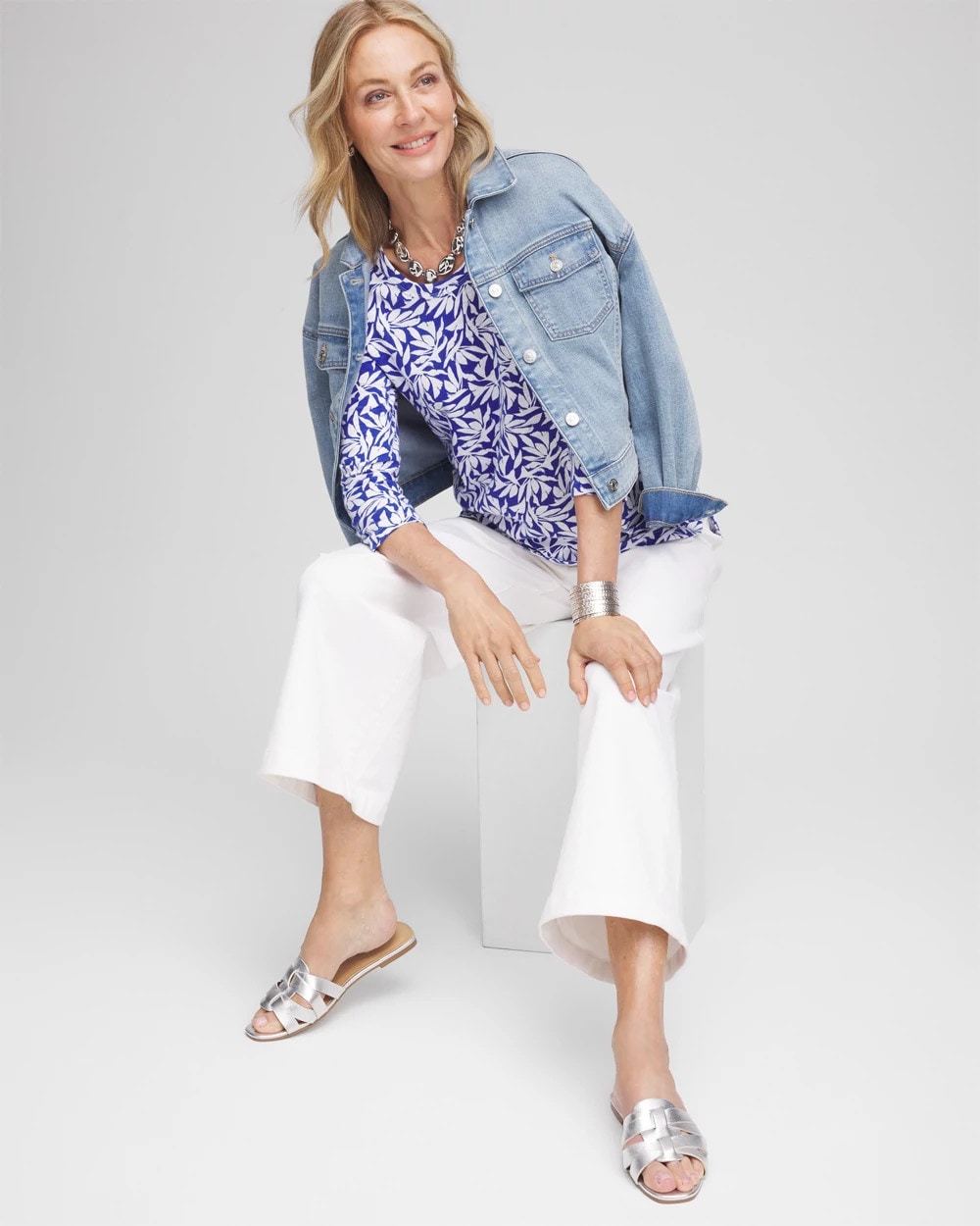 Island Print Slub Scoop-Neck Tee