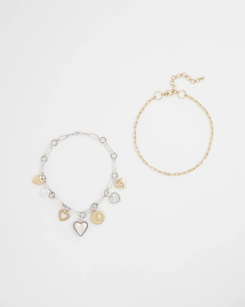 Mixed Metal Heart Charm Necklace click to view larger image.