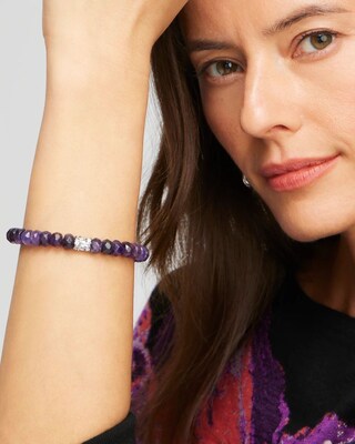 Amethyst Pavé Barrel Stretch Bracelet