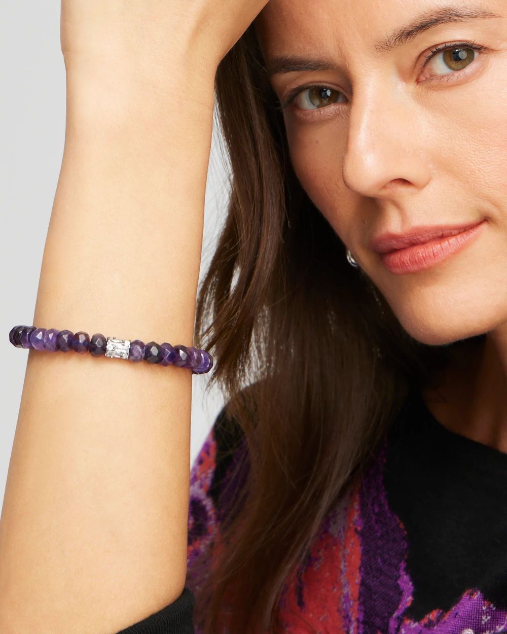 Amethyst Pavé Barrel Stretch Bracelet