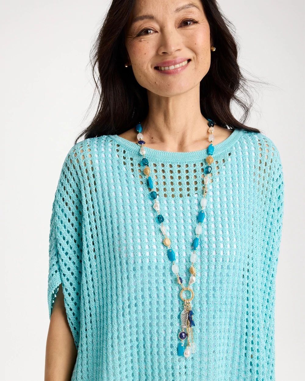 Convertible Turquoise Fish Charm Necklace click to view larger image.