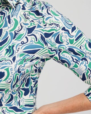 No Iron™ 3/4 Sleeve Abstract Print Shirt