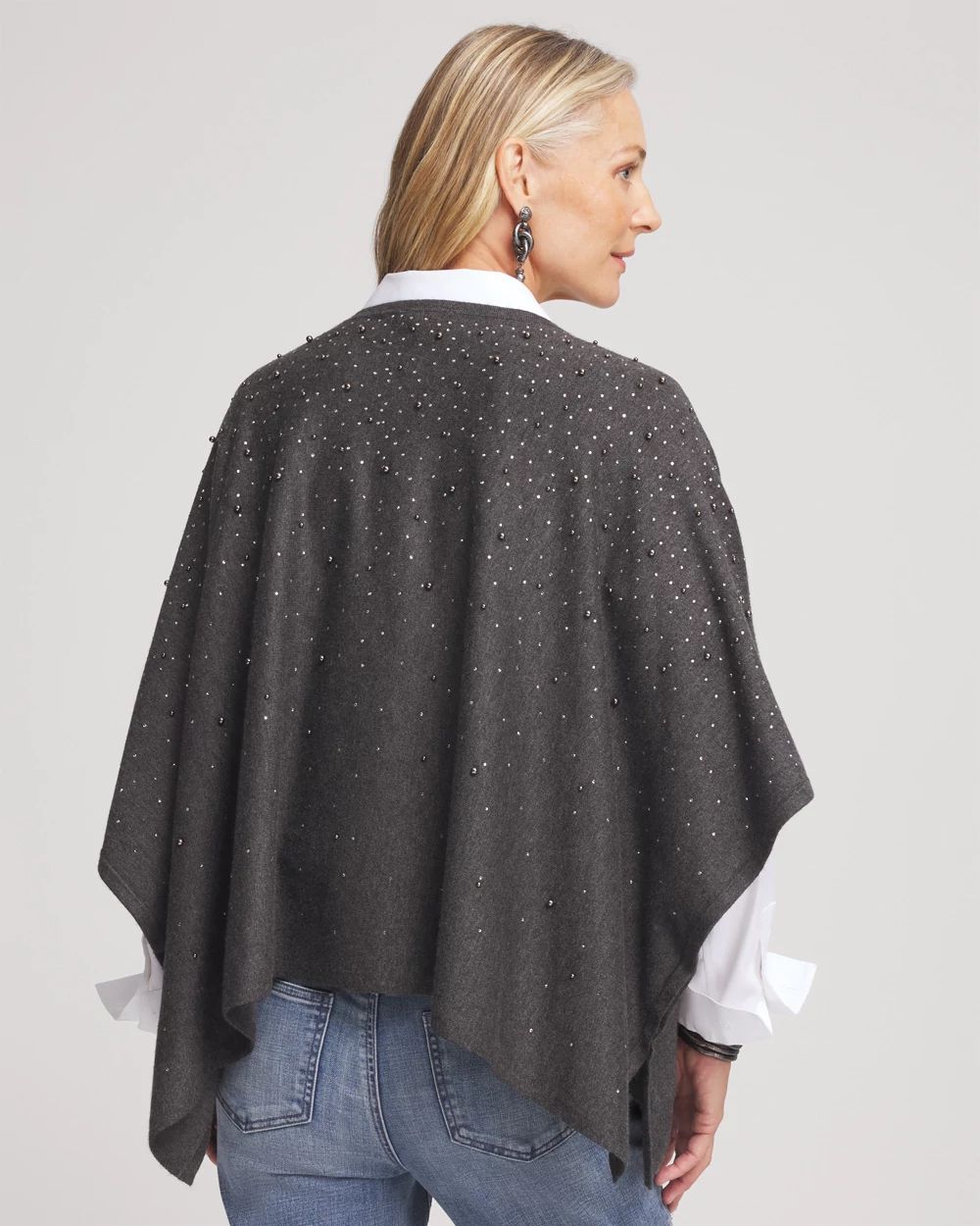 Faux Pearl Cashmere Blend Poncho