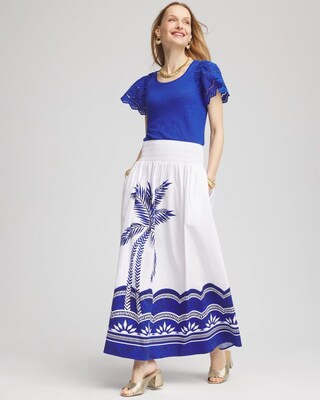 Tropical Smocked Waist Pull-On Skirt click to view larger image.