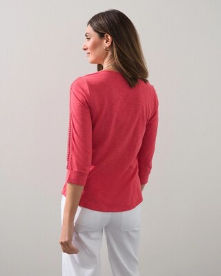 Lace Inset Sleeve Slub Tee