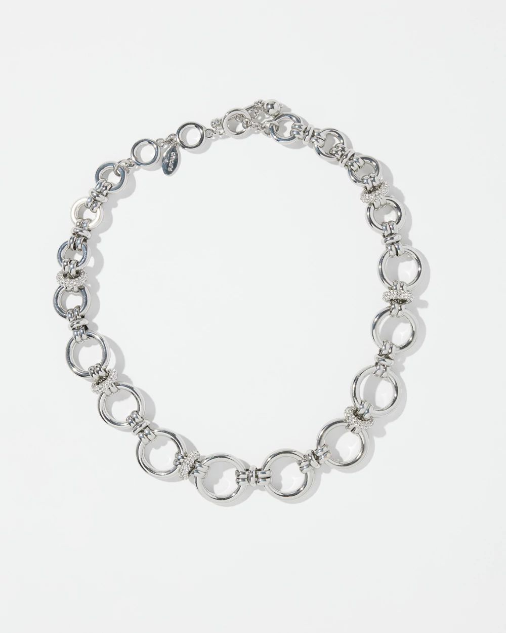 Silver Tone Links Bib Necklace