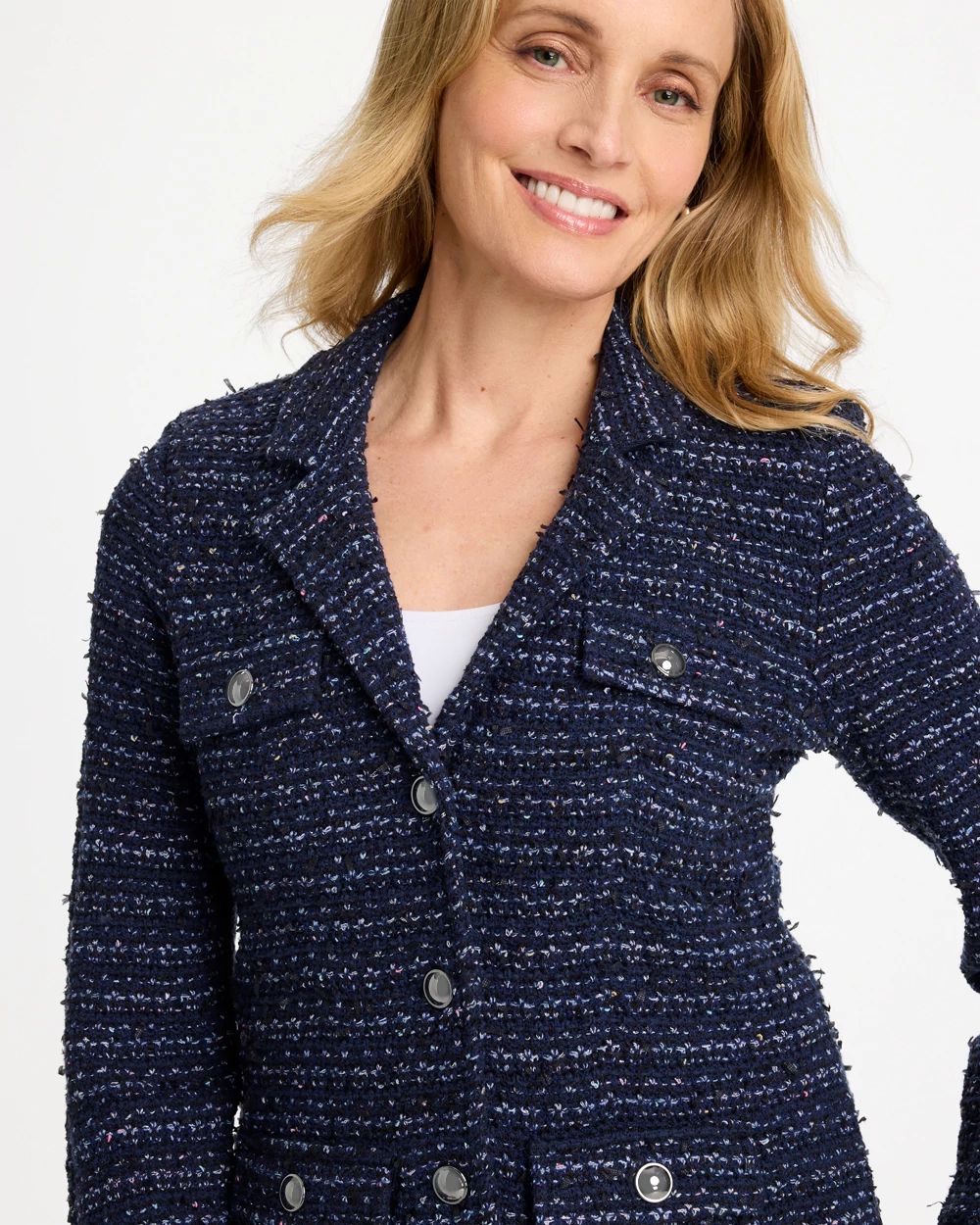 Tweed Military Sweater Jacket click to view larger image.