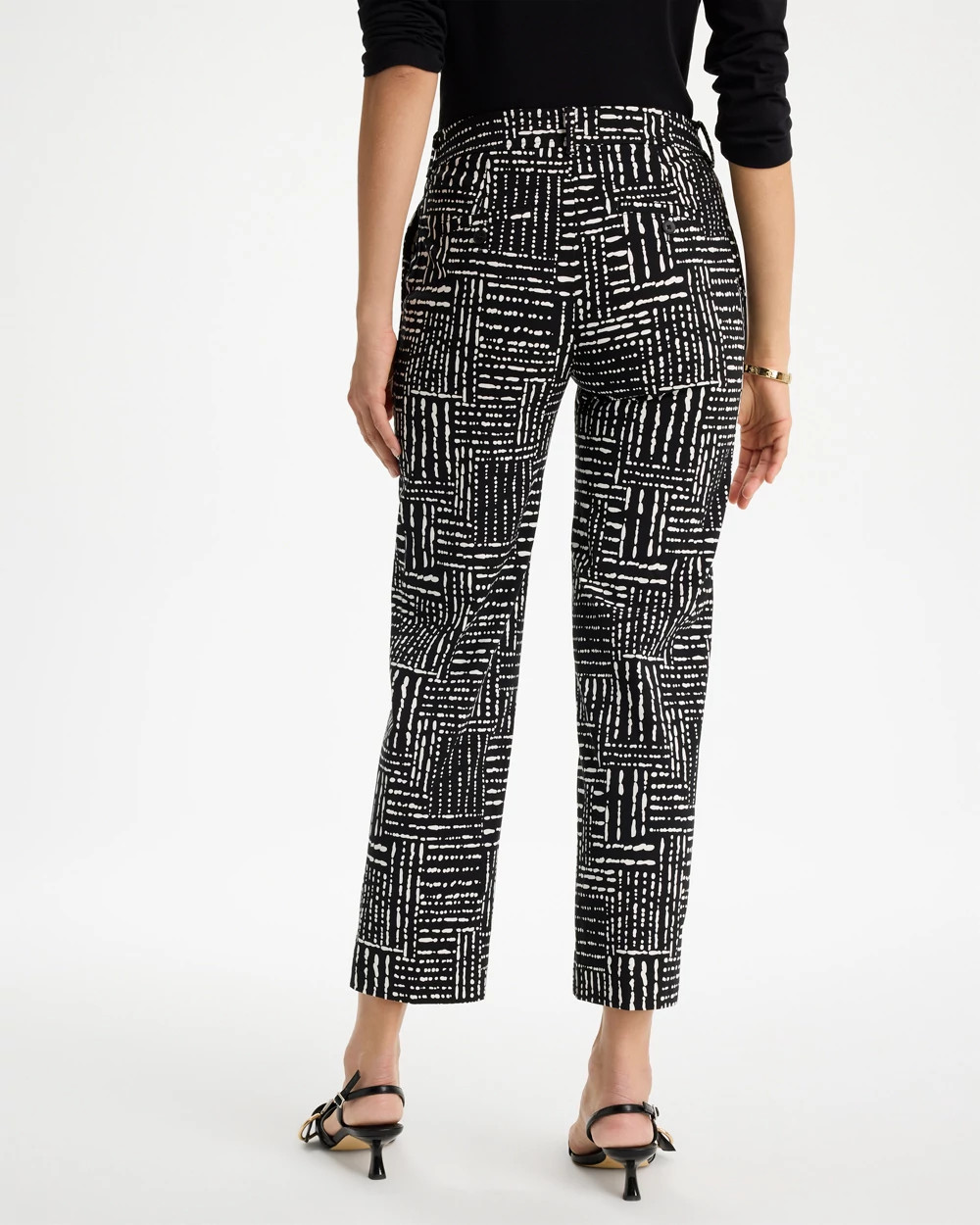 Emme Fly Front Straight Printed Crop Pants