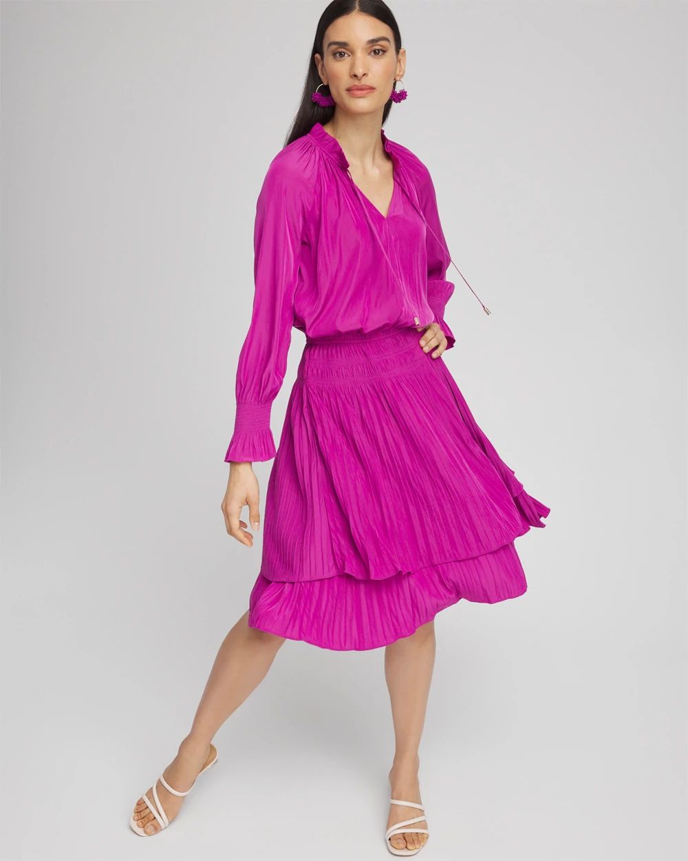 Drop Waist Pleated Tier Dress