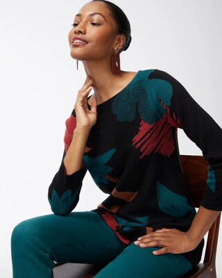 Abstract Print Double Knit Tunic