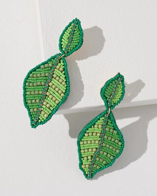 Seed Bead Leaf Drop Earrings