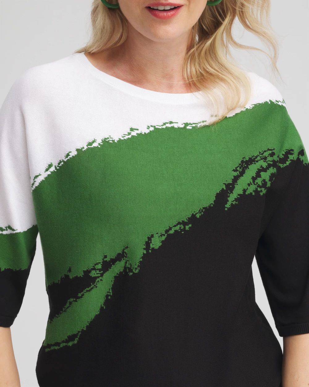 Intarsia Dolman Pullover Sweater