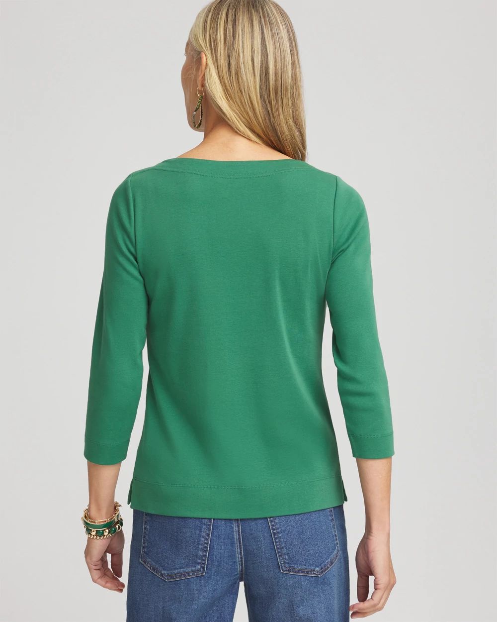 3/4 Sleeve Bateau Neck Tee