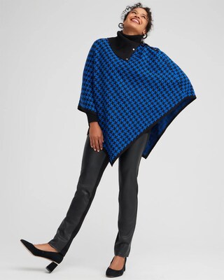 Houndstooth Knit Poncho