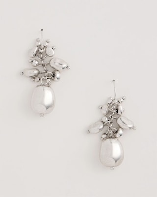 Silvertone Cluster Earrings
