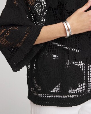 Cutwork Crochet-Lace Short Kimono click to view larger image.