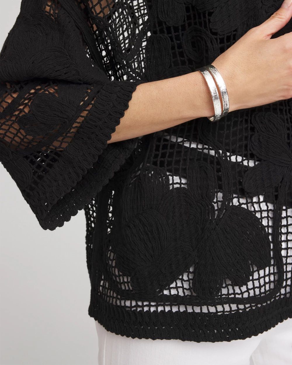 Cutwork Crochet-Lace Short Kimono