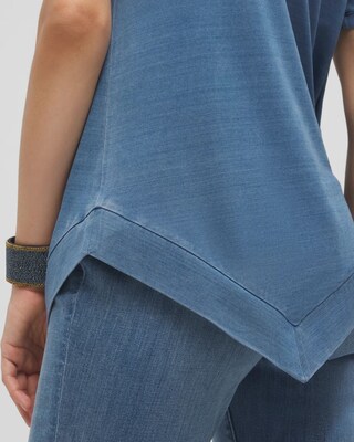 Faux Denim Asymmetrical Tee