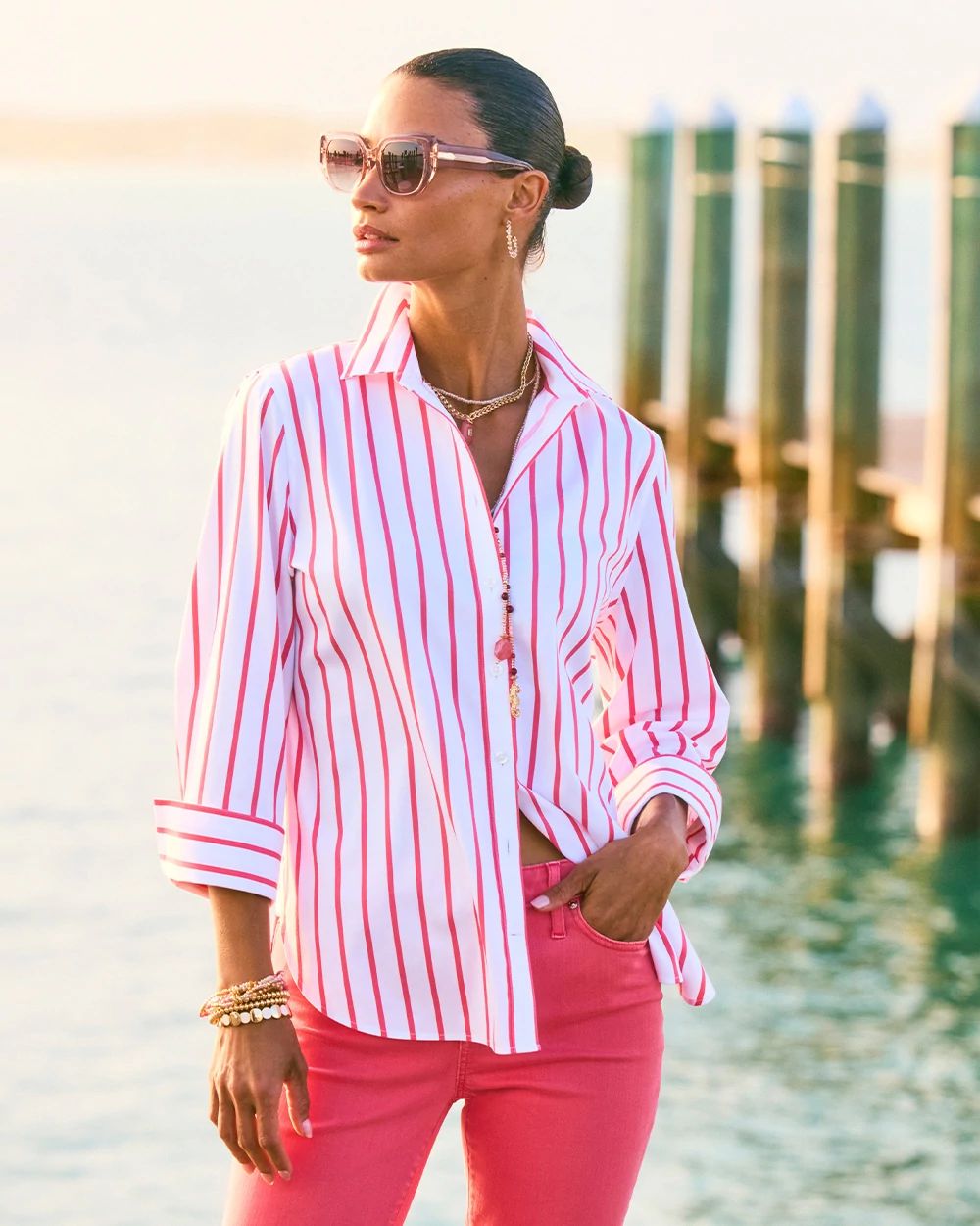 No Iron Stretch Striped Shirt