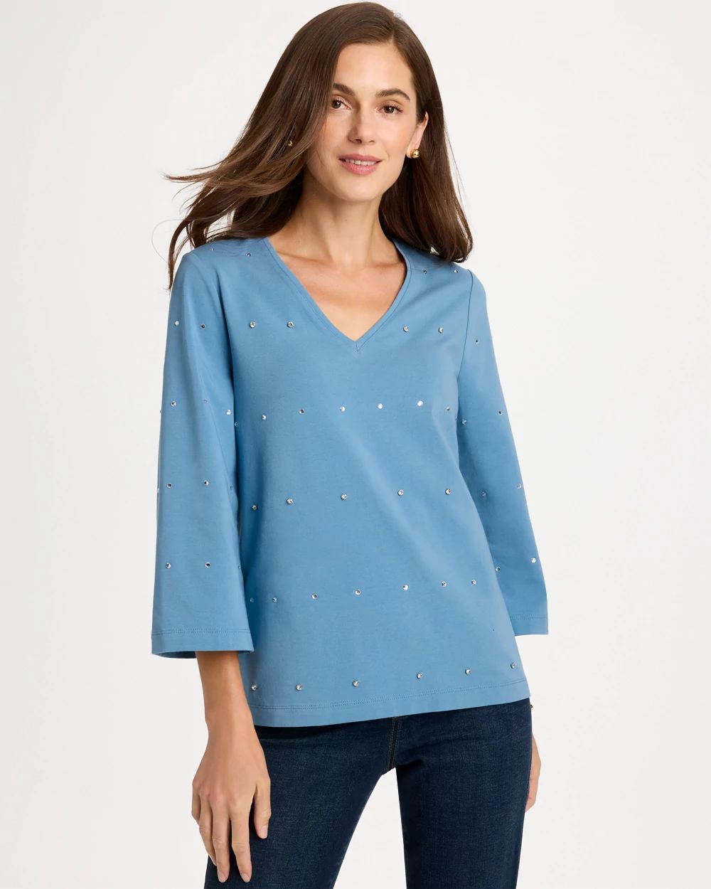 Rhinestone V-Neck Tee