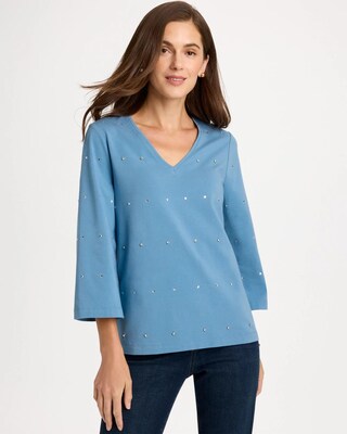 Rhinestone V-Neck Tee