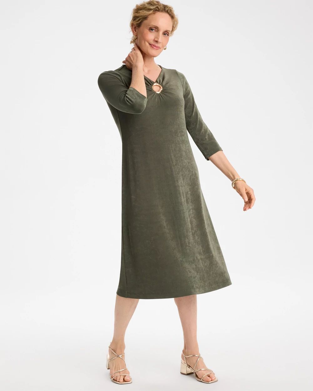 Travelers™ Hardware 3/4 Sleeve Dress click to view larger image.