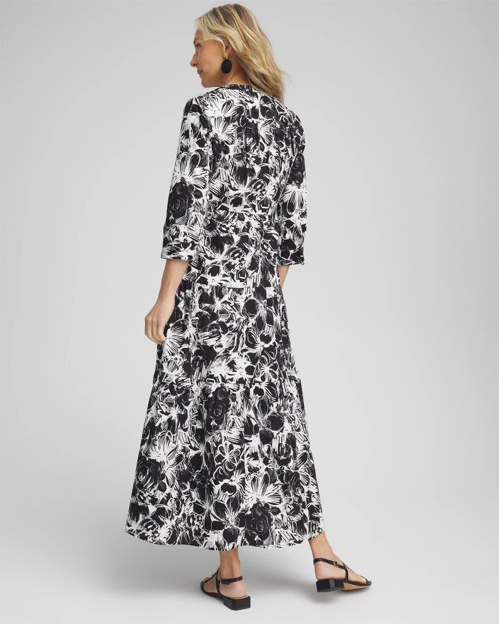 Cotton Roll Tab Sleeve Maxi Dress