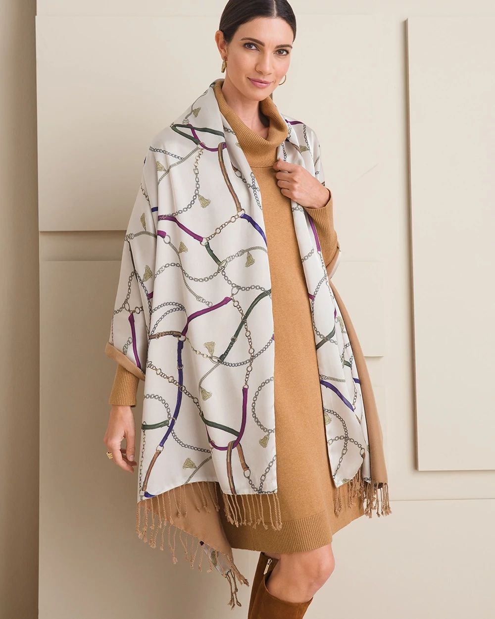 Reversible Printed-to-Cream Scarf