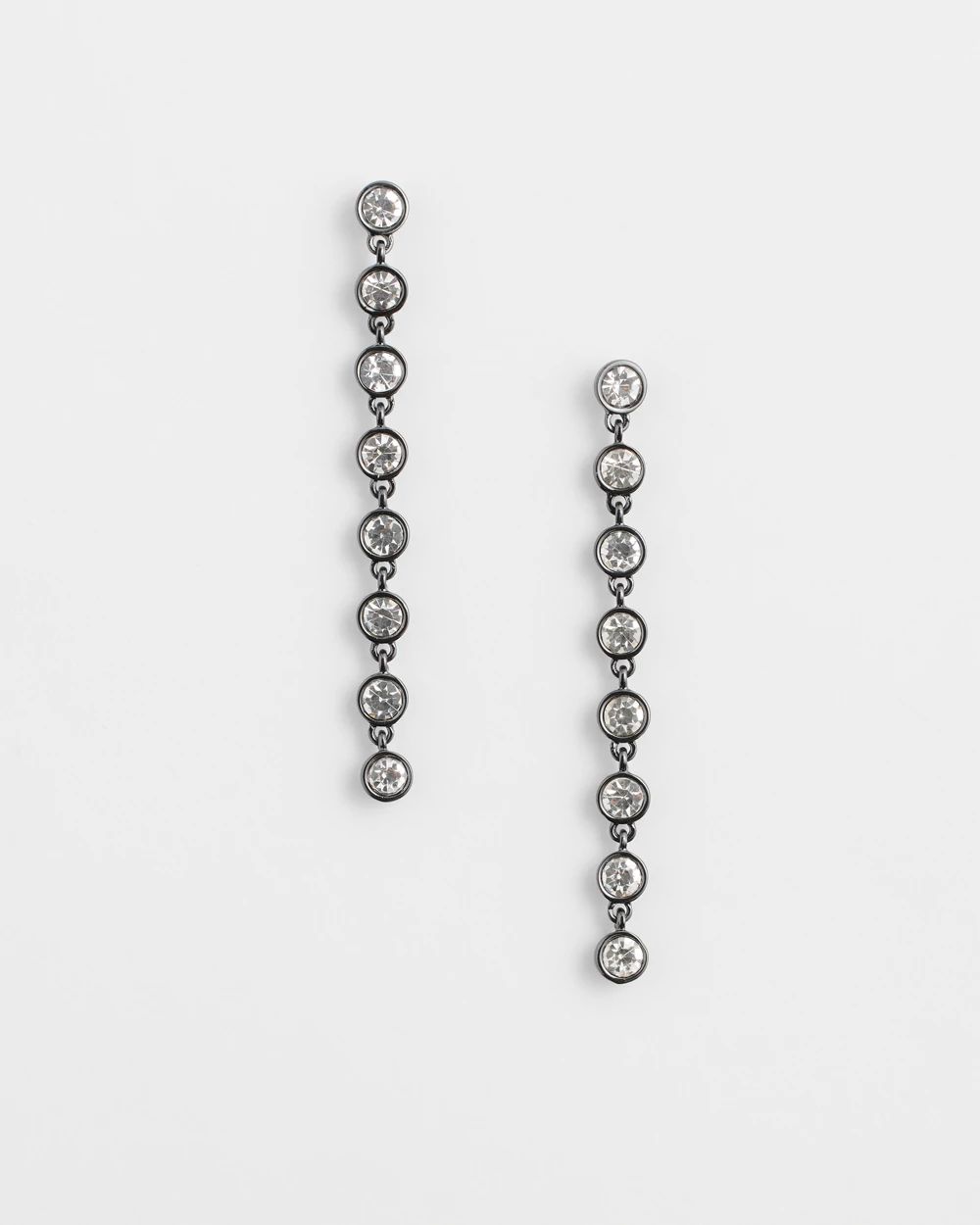 Hematite Tone Linear Earrings
