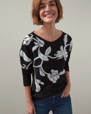3D Floral Embroidered Sweater
