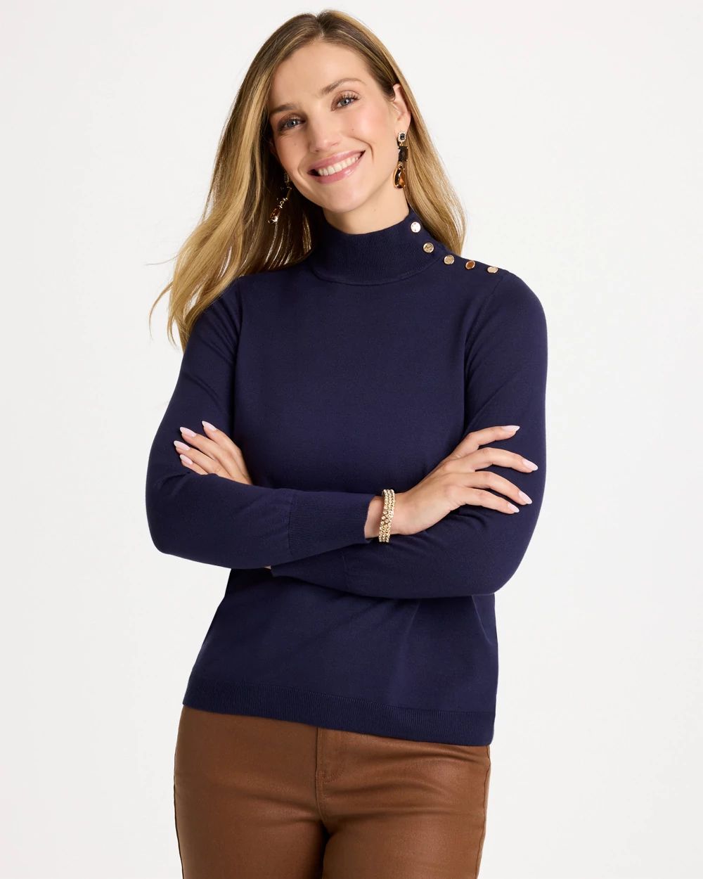 Ella Button Mockneck Sweater
