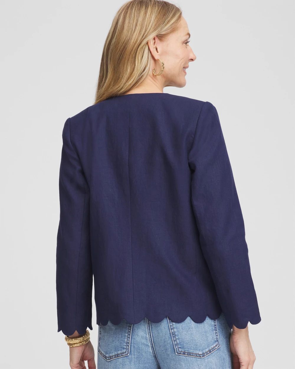 Linen Scallop-Edged Jacket
