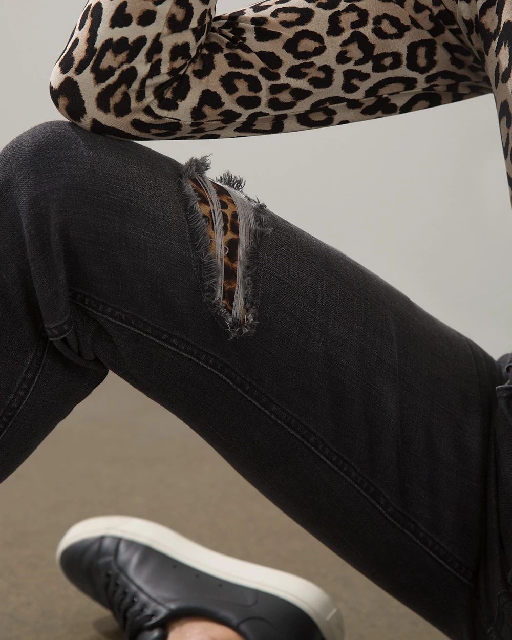 Boyfriend Distressed Peekaboo Jeans