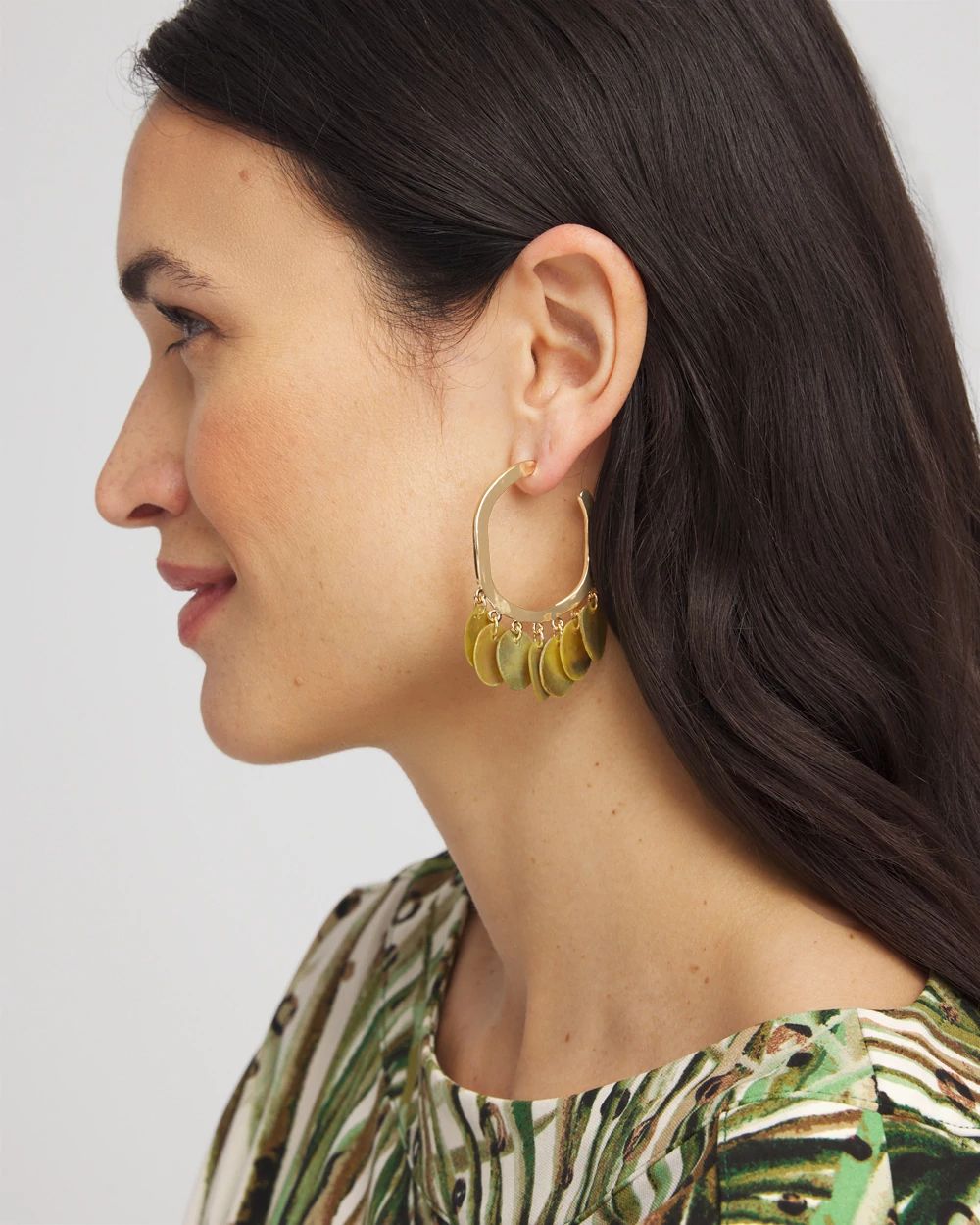 No Droop® Shell-Disc Hoop Earrings