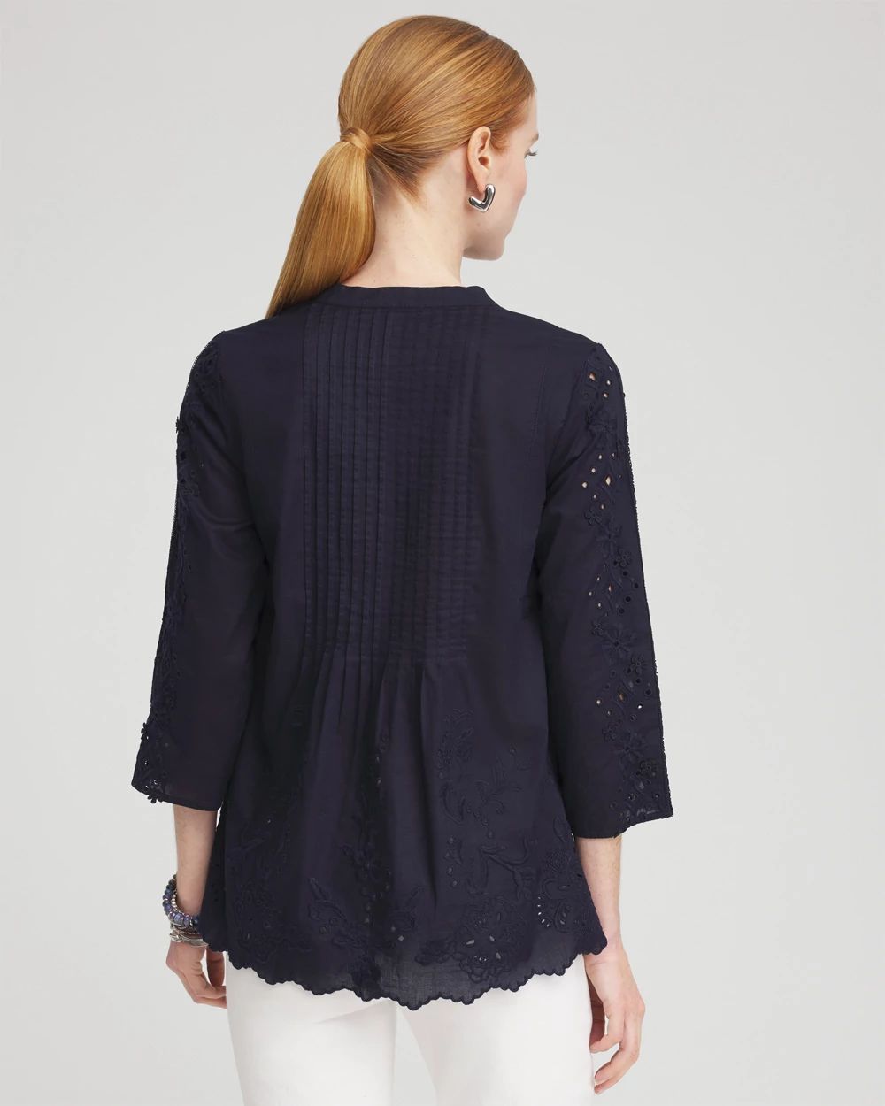 Eyelet Scallop Hem Blouse
