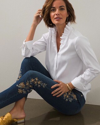 Girlfriend Beaded Leg Ankle Jeans
