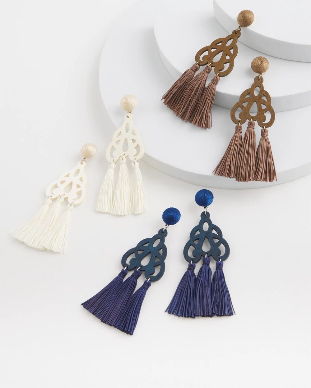 No Droop® White Fringe Earrings
