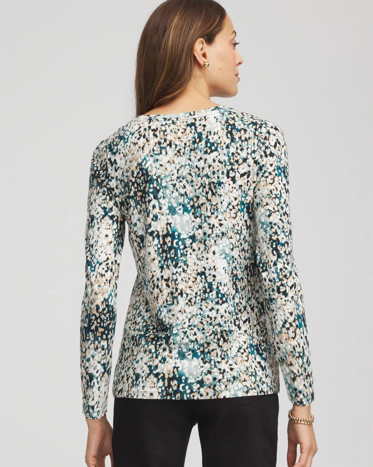 Chico's Touch Of Cool Layering Tee In Teal Shadow In Multi