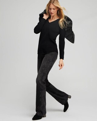 Spun Rayon V-neck Pullover Sweater click to view larger image.