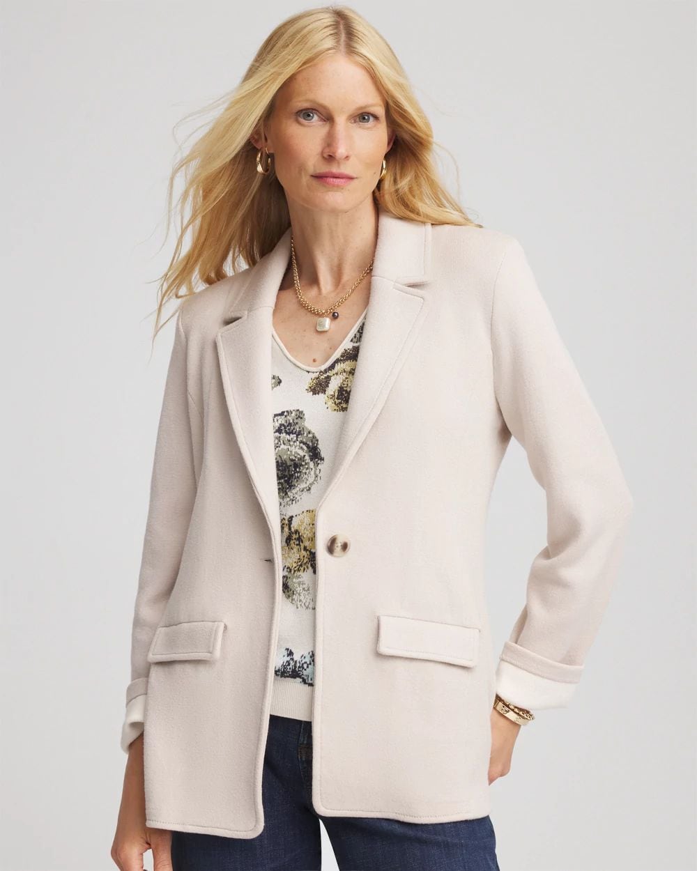 Single-Breasted Sweater Blazer click to view larger image.