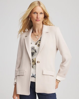 Single-Breasted Sweater Blazer