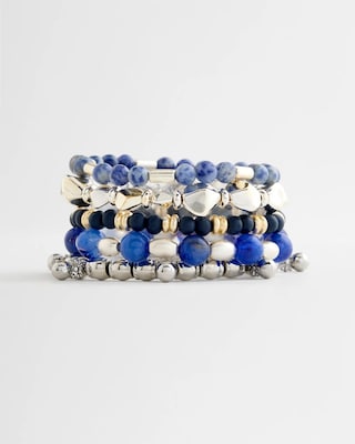 Stretch Set Of Five Genuine Stone Bracelets