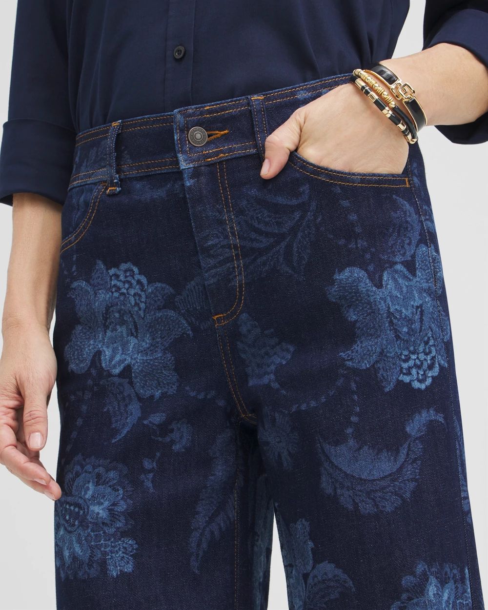 Petite Floral Laser Print Trouser Jeans