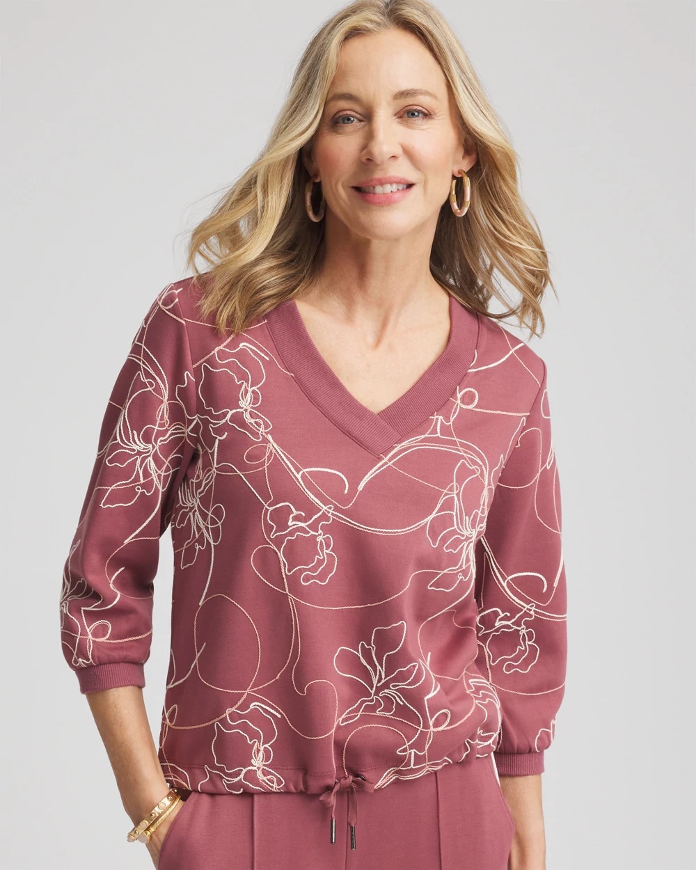 Zenergy® Double-Knit Embroidered Top