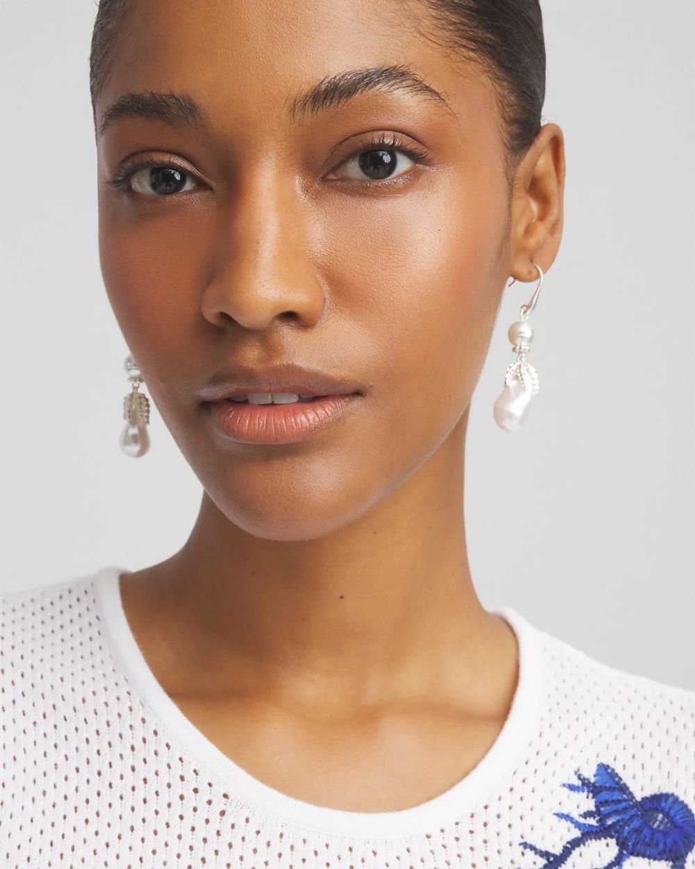 No Droop® Pearl Effect Earrings click to view larger image.