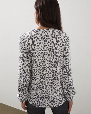Animal Print Tie-Front Cardigan
