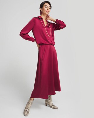 Satin Bubble Hem Shirt click to view larger image.