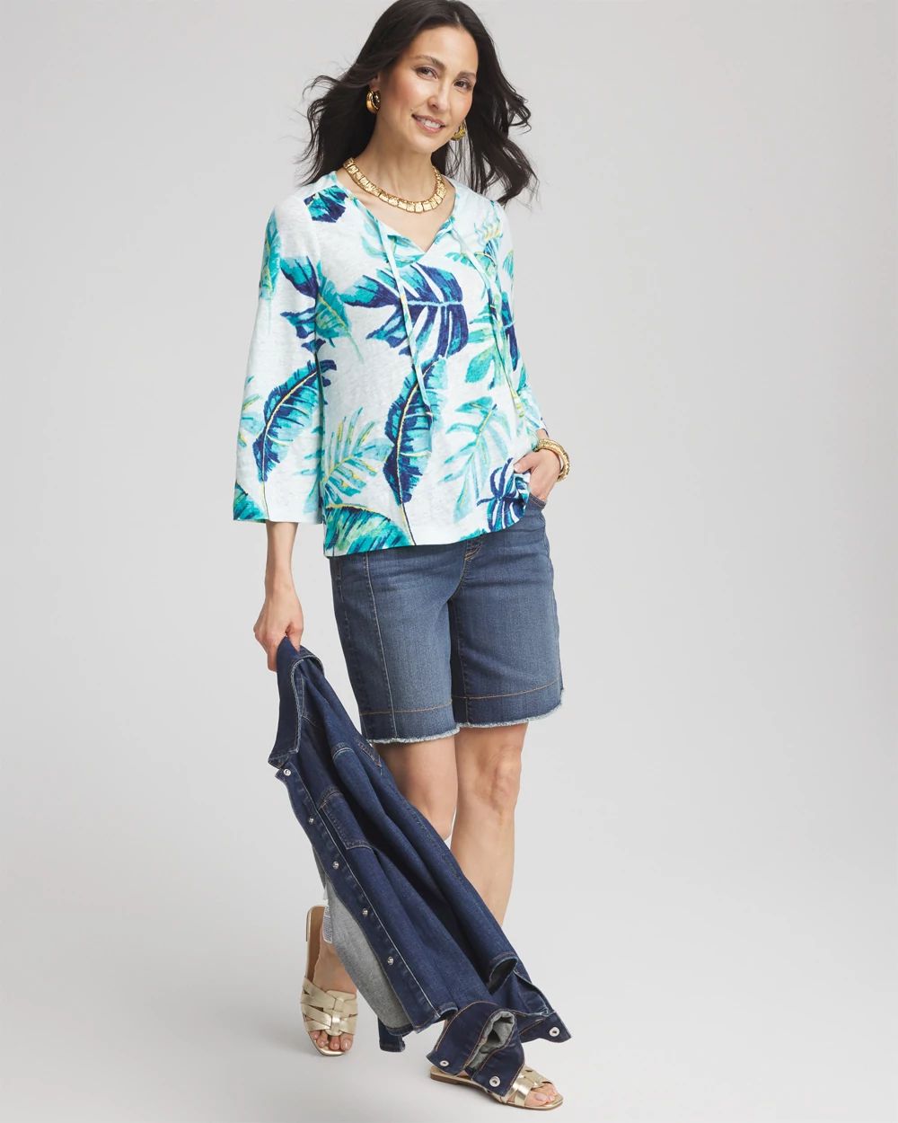 Tie-Front Forward Seam Top