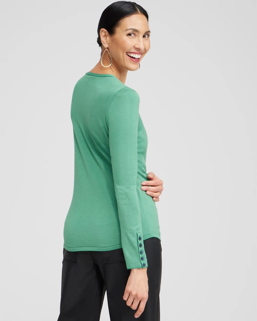 Spun Rayon V-neck Pullover Sweater click to view larger image.