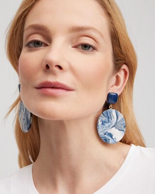 Blue Tie Dye Drop Earrings